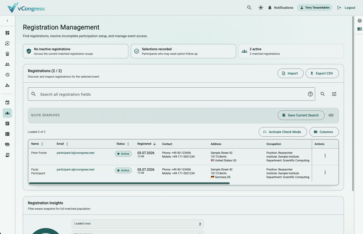 Participant operations list used for execution workflows